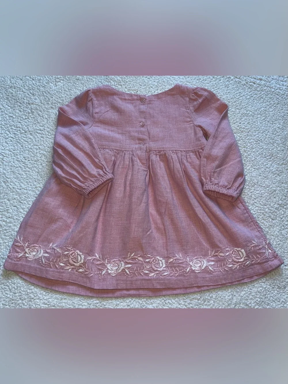 Baby GAP Pink Embroidered Floral Dress 12-18 Months
